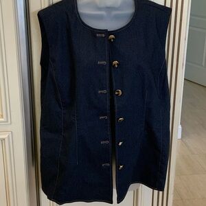 Dark Denim Button-Front Vest